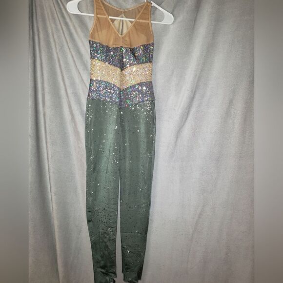 Jazz, Acro Dance Costume, Grey and tan sequence, Large Child - Picture 8 of 12